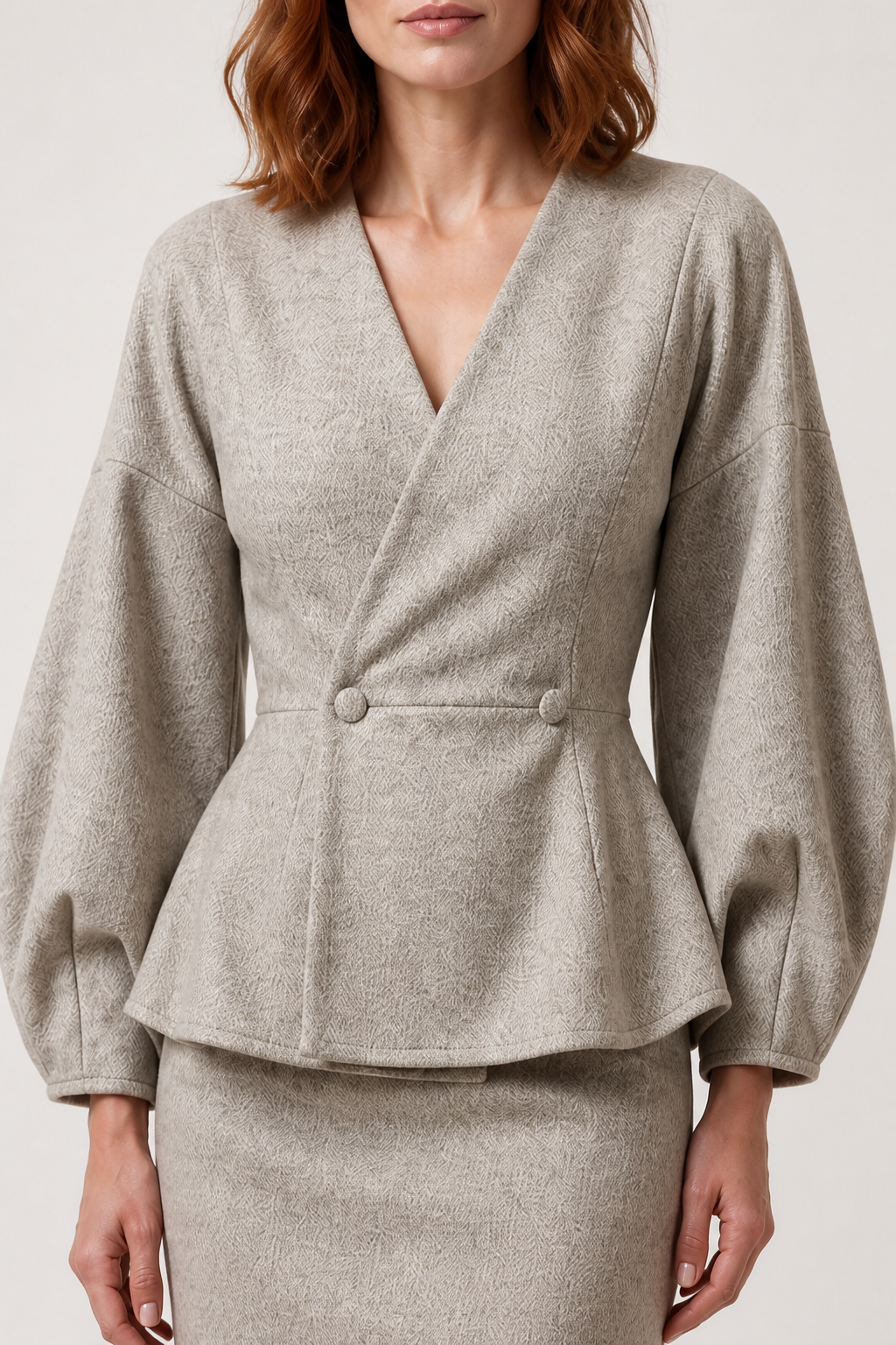 Virellia – Peplum Blazer and Pencil Maxi Skirt Set with Balloon Sleeves