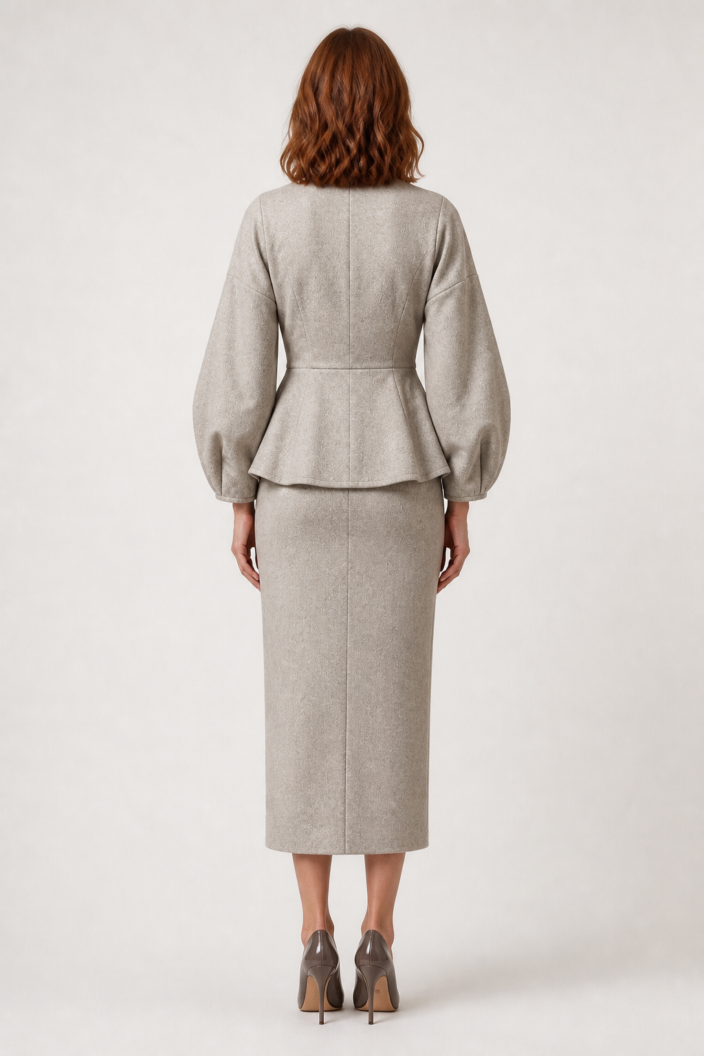 Virellia – Peplum Blazer and Pencil Maxi Skirt Set with Balloon Sleeves